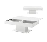 [en.casa] Mesa de Centro Lünen Mesa Baja Rectangular con Tablero Deslizante Diseño Atractivo para Salón Despacho Mueble Auxiliar 40 x 110 x 60 cm - Blanco Alto Brillo