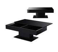 [en.casa] Mesa de Centro Lünen Mesa Baja Rectangular con Tablero Deslizante Diseño Atractivo para Salón Despacho Mueble Auxiliar 40 x 110 x 60 cm - Negro Alto Brillo
