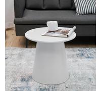 [en.casa] Mesa de Centro Nyd Mesa de Salón con Tablero Circular Mesilla Auxiliar Baja Tamaño Compacto Mesita de Café con Base Robusta MDF 44 x 40 cm - Blanco