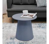 [en.casa] Mesa de Centro Nyd Mesa de Salón con Tablero Circular Mesilla Auxiliar Baja Tamaño Compacto Mesita de Café con Base Robusta MDF 44 x 40 cm - Azul Grisáceo