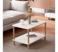 [en.casa] Mesa de Centro Rectangular con Estante Mesa Auxiliar para Sala de Espera Polivalente Aglomerado/Madera Haya 43 x 70 x 44 cm Blanco