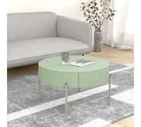 [en.casa] Mesa de Centro Rill Redonda con Cajón para Salón Dormitorio Oficina Mesa Auxiliar Mesilla de Noche Base Robusta Estable Versátil MDF Metal 36 x Ø 60 cm - Verde Menta