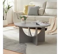 [en.casa] Mesa de Centro Rindal con Tablero Circular Mesa Auxiliar para el Salón Mesa de Café con Base Decorativa Aglomerado 80 x Ø 41,5 cm - Gris Claro