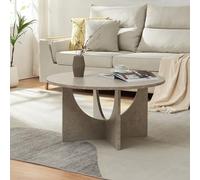 [en.casa] Mesa de Centro Rindal con Tablero Circular Mesa Auxiliar para el Salón Mesa de Café con Base Decorativa Aglomerado Ø 80 x 41,5 cm - Efecto Hormigón Claro