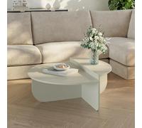 [en.casa] Mesa de Centro Tondesdaslo Tablero Doble Semicircular Mesita de Café Mesa Auxiliar de Sofá Salón Despacho 90 x 90 x 35 cm - Color de Arena