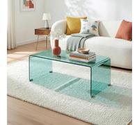 [en.casa] Mesa de Centro Väsas Rectangular Mesa de Sofá Mesita de Salón Diseño Moderno Uso Versátil Montada Vidrio Templado 10mm 90 x 45 x 35 cm - Verde