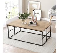 [en.casa] Mesa de Centro Velendi Mesa de Café con Estructura Metálica y Tablero Rectangular Mesa Auxiliar para Oficina Salón Despacho Aglomerado Metal 100 x 60 x 40 cm - Efecto Roble/Negro