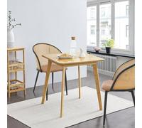 [en.casa] Mesa de Comedor Cuadrada Mesa de Cocina para 2 Personas Salón Mesa de Bistro Material Ecológico Bambú 75 x 70 x 70 cm Color Natural