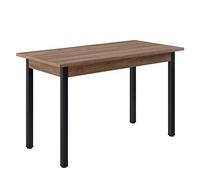 [en.casa] Mesa de Comedor Den HAAG 120 x 60 x 75 cm Mesa de Cocina o Salón para 4 Sillas Escritorio Resistente Mesa para Oficina Efecto Nuez y Negro
