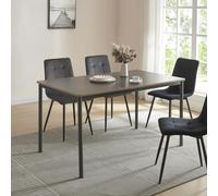 [en.casa] Mesa de Comedor Diseño Industrial Mesa de Cocina Rectangular 6 Personas Patas Negras de Acero Tablero de MDF 140 x 80 x 75 cm - Gris y Efecto Roble