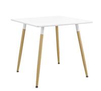 [en.casa] Mesa de Comedor Elegante 80 x 80 x 74cm para 3 Personas Mesa de Cocina Tablero Rectangular Diseño Retro Blanco y Color Haya