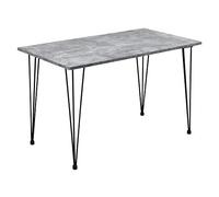 [en.casa] Mesa de Comedor Elegante con Patas Horquillas 120cm x 70cm x 75cm Mesa de Cocina Patas de Mesa de Acero Negro Hairpin Leg Tablero de MDF Efecto Hormigón