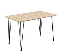[en.casa] Mesa de Comedor Elegante con Patas Horquillas 120cm x 70cm x 75cm Mesa de Cocina Patas de Mesa de Acero Negro Hairpin Leg Tablero de MDF Color Roble