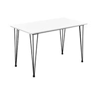 [en.casa] Mesa de Comedor Elegante con Patas Horquillas 120cm x 70cm x 75cm Mesa de Cocina Patas de Mesa de Acero Negro Hairpin Leg Tablero de MDF Blanco