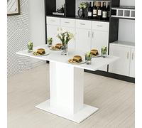 [en.casa] Mesa de Comedor Rectangular Mesa de Cocina para 4 Personas Salón Mesa de Bistro Base Elegante Aglomerado 75 x 120 x 60 cm Blanco