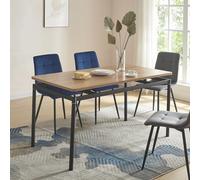 [en.casa] Mesa de Comedor Rectangular para Cocina Oficina 6 Personas Diseño Moderno Elegante 4 Patas de Acero Tablero de MDF 140 x 80 x 75 cm - Efecto Roble Negro