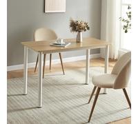 [en.casa] Mesa de Comedor Tammela Rectangular Mesa de Cocina Oficina para 4 Personas Resistente a Arañazos Patas de Acero Tablero de MDF Revestida de Melamina 120 x 60 x 75 cm - Efecto Roble