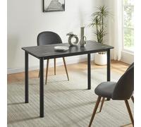 [en.casa] Mesa de Comedor Tammela Rectangular Mesa de Cocina Oficina para 4 Personas Resistente a Arañazos Patas de Acero Tablero de MDF Revestida de Melamina 120 x 60 x 75 cm - Mármol Negro