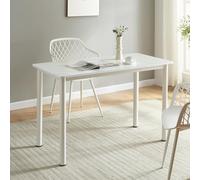[en.casa] Mesa de Comedor Tammela Rectangular Mesa de Cocina Oficina para 4 Personas Resistente a Arañazos Patas de Acero Tablero de MDF Revestida de Melamina 120 x 60 x 75 cm - Mármol Blanco