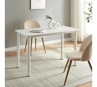 [en.casa] Mesa de Comedor Tammela Rectangular Mesa de Cocina Oficina para 4 Personas Resistente a Arañazos Patas de Acero Tablero de MDF Revestida de Melamina 120 x 60 x 75 cm - Blanco