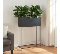 [en.casa] Mesa de Cultivo Rectangular Soporte para Plantas Huerto Urbano Soporte para Plantas para Sala Despacho Jardinera Metal 100 x 70 x 30 cm - Negro