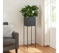 [en.casa] Mesa de Cultivo Rectangular Soporte para Plantas Huerto Urbano Soporte para Plantas para Sala Despacho Jardinera Metal 100 x 30 x 30 cm - Negro