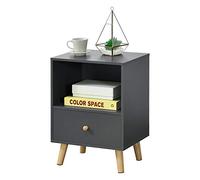 Mesa de noche sundsvall con cajón aglomerado/madera 54 x 40 x 30 cm - gris oscuro [en.casa]