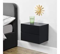 [en.casa] Mesa de Noche Flotante Ampfing con 2 Cajones Mesita de Noche Auxiliar Suspendida Dormitorio Recibidor Salón 40 x 29 x 30 cm - Negro