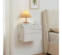 Mesa de noche flotante ampfing 40x29x30 cm - efecto mármol blanco [en.casa]