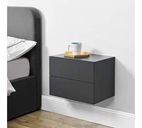 [en.casa] Mesa de Noche Flotante Ampfing con 2 Cajones Mesita de Noche Auxiliar Suspendida Dormitorio Recibidor Salón 40 x 29 x 30 cm - Gris Oscuro