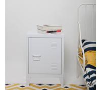 [en.casa] Mesa de Noche Inari con Cerradura Magnética Mesa Auxiliar con 2 Compartimientos para Salón Oficina Baño Ventilación Óptima 57 x 40 x 30 cm Acero - Blanco Mate