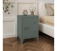 [en.casa] Mesa de Noche Inari con Cerradura Magnética Mesa Auxiliar con 2 Compartimientos para Salón Oficina Baño Ventilación Óptima 57 x 40 x 30 cm Acero - Gris Oscuro