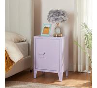 [en.casa] Mesa de Noche Inari con Cerradura Magnética Mesa Auxiliar con 2 Compartimientos para Salón Oficina Baño Ventilación Óptima 57 x 40 x 30 cm Acero - Lila