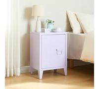 [en.casa] Mesa de Noche Inari con Cerradura Magnética Tirador Derecho Mesa Auxiliar con 2 Compartimientos para Salón Oficina Baño Ventilación Óptima 57 x 40 x 30 cm Acero - Violeta