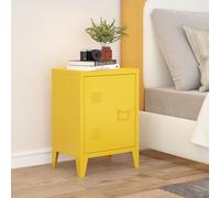 [en.casa] Mesa de Noche Inari con Cerradura Magnética Tirador Derecho Mesa Auxiliar con 2 Compartimientos para Salón Oficina Baño Ventilación Óptima 57 x 40 x 30 cm Acero - Amarillo