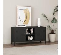 Mesa de tele kotka con 2 puertas acero 113x40x58 cm - negro [en.casa]