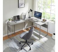 [en.casa] Mesa Escritorio en Forma de L Karlstang Escritorio Esquinero con Amplio Tablero Despacho Oficina Estudio Acero 166 x 120 x 75 cm - Gris Claro