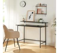[en.casa] Mesa Oficina Samnanger Práctico Escritorio Rectangular con Estante Superior para Pantalla Libros Mesa de Ordenador para Hogar Oficina Estable Aglomerado Acero 120 x 55 x 88 cm - Negro
