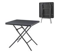 Mesa plegable mark exterior metal/plástico 78x78x74cm - efecto ratán negro [en.casa]