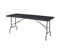[en.casa] Mesa Plegable Exterior Mesa Rectangular de Jardín para Eventos Recepciones Acampada Picnic Terraza con Asa de Transporte Metal Tablero de Plástico 180x75x72cm - Efecto Ratán Negro