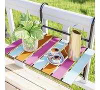 [en.casa] Mesa Plegable para Balcón Colgar en Barandilla Mesa Exterior Terraza para Espacios Reducidos Altura Ajustable Tablero de Mader de Pino/Metal 60 x 40 x 58 cm - Multicolor Negro