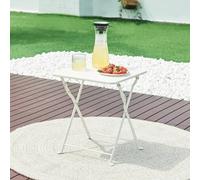 [en.casa] Mesa Plegable Vegårshei Mueble de Jardín Mesa de Camping Cuadrada para Balcón Terraza Patio Acero 45 x 40 x 40 cm - Blanco