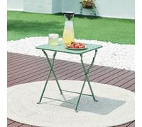 [en.casa] Mesa Plegable Vegårshei Mueble de Jardín Mesa de Camping Cuadrada para Balcón Terraza Patio Acero 45 x 40 x 40 cm - Verde
