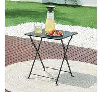 [en.casa] Mesa Plegable Vegårshei Mueble de Jardín Mesa de Camping Cuadrada para Balcón Terraza Patio Acero 45 x 40 x 40 cm - Negro
