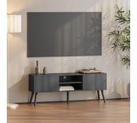 [en.casa] Mesa TV Eskilstuna con 2 Puertas 120x30x47cm Gris Oscuro y Negro | Soporte de televisión cómoda, mueble de salón para TV, 2 estantes centrales con pasacables, 5 patas madera, almacenamiento