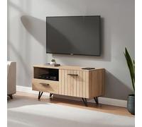 Mueble tv noppen con cajón y 1 puerta aglomerado 100x38x49cm - roble [en.casa]