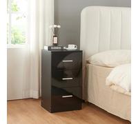 [en.casa] Mesilla de Noche con Amplio Espacio de Almacenamiento Mesa Auxiliar con 3 Cajones Mesita de Noche Dormitorio Diseño Atractivo Aglomerado 66x37x35 cm - Negro Alto Brillo