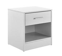 [en.casa] Mesilla de Noche Elegante Blanca Moderna 1 cajón y 1 balda aglomerado