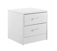 [en.casa] Mesilla de Noche Elegante Blanca Moderna 2 cajones aglomerado