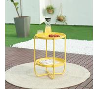 [en.casa] Mesita de Jardín Sandefjord Mesa de Café de Patio con 2 Bandejas Extraíbles Estilo Moderno Mueble de Jardín Terraza Balcón Acero 57,5 x 40 cm - Amarillo